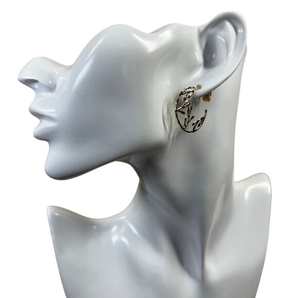 Earrings golden stud earrings  Leaf ear wires fairy core soft girl  academia - Picture 3 of 9